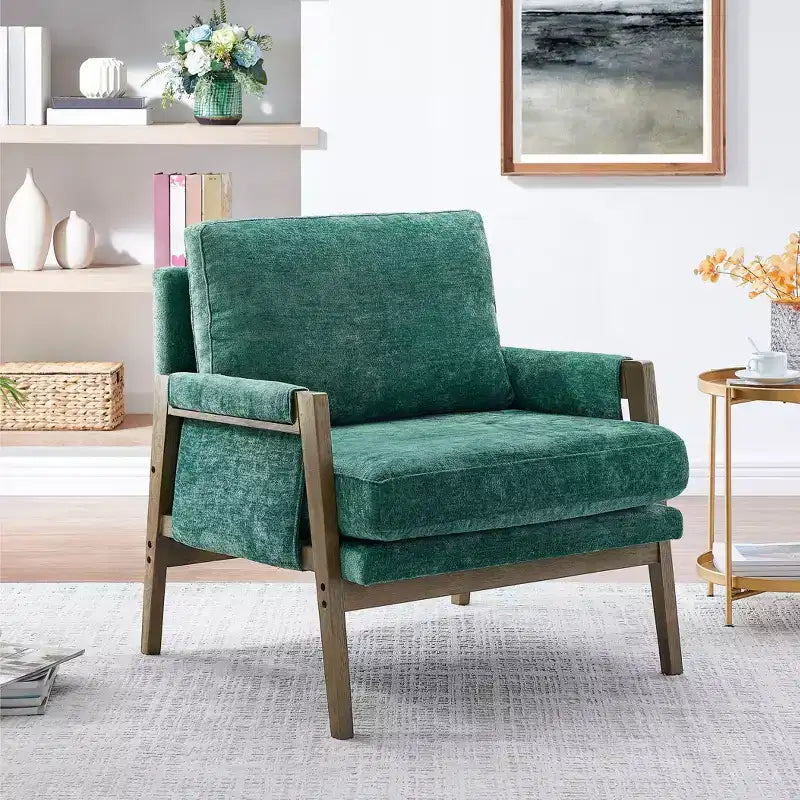 Fauteuil d'appoint en velours de style Mid-Century avec accoudoirs, une place, bleu / gris / vert / orange / rouge / blanc / jaune