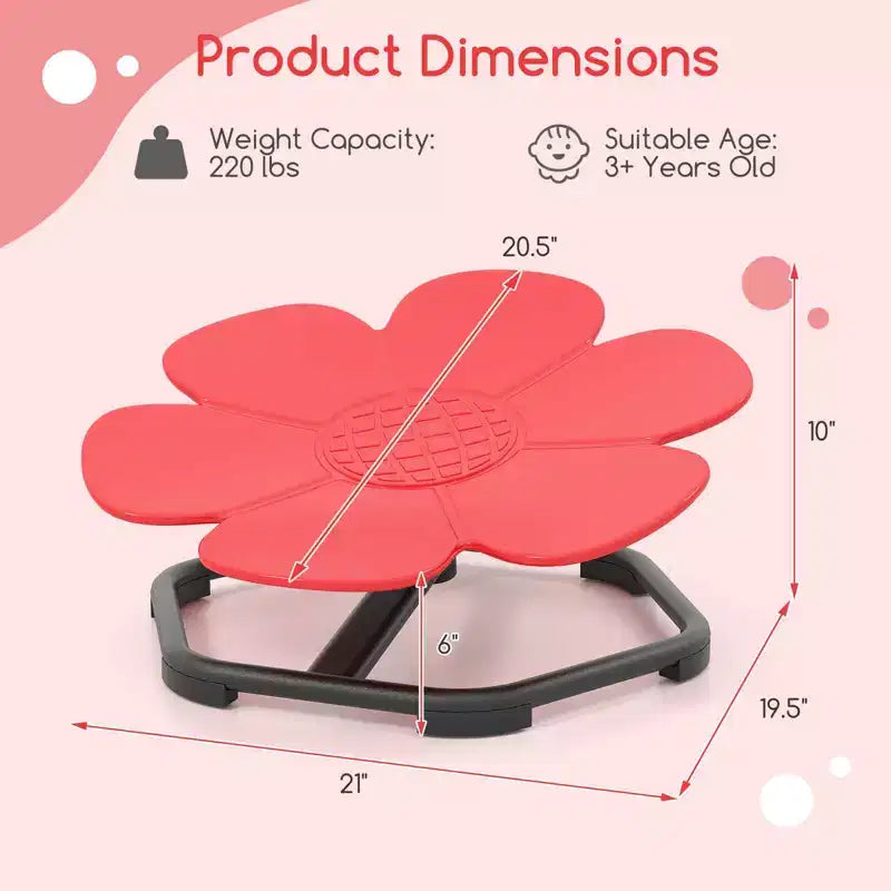 Chaise pivotante sensorielle pour enfants Pétale bleu/rouge, assise individuelle, intérieur et extérieur