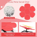 Chaise pivotante sensorielle pour enfants Pétale bleu/rouge, assise individuelle, intérieur et extérieur