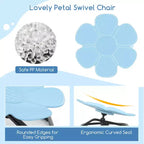 Chaise pivotante sensorielle pour enfants Pétale bleu/rouge, assise individuelle, intérieur et extérieur
