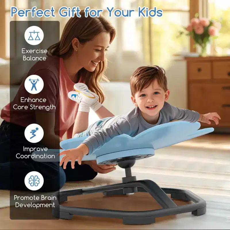Chaise pivotante sensorielle pour enfants Pétale bleu/rouge, assise individuelle, intérieur et extérieur