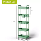 Chariot de rangement roulant à 5 niveaux avec tiroir – Noir/Gris/Vert/Rose/Blanc, 150 kg, un seul utilisateur