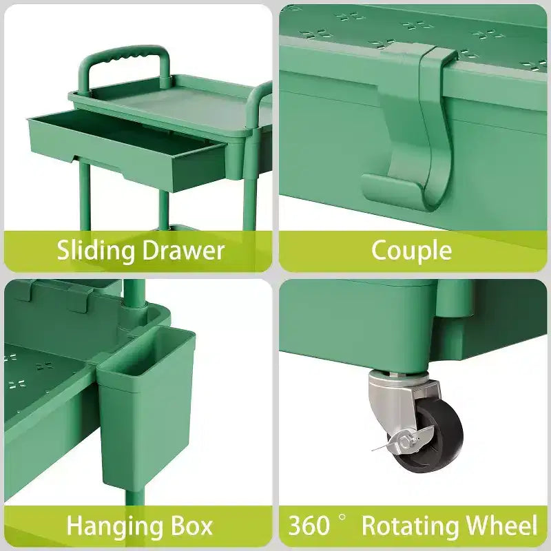 Chariot de rangement roulant à 5 niveaux avec tiroir – Noir/Gris/Vert/Rose/Blanc, 150 kg, un seul utilisateur