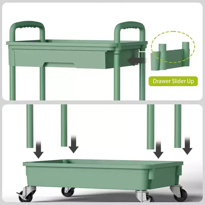 Chariot de rangement roulant à 5 niveaux avec tiroir – Noir/Gris/Vert/Rose/Blanc, 150 kg, un seul utilisateur