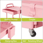 Chariot de rangement roulant à 5 niveaux avec tiroir – Noir/Gris/Vert/Rose/Blanc, 150 kg, un seul utilisateur