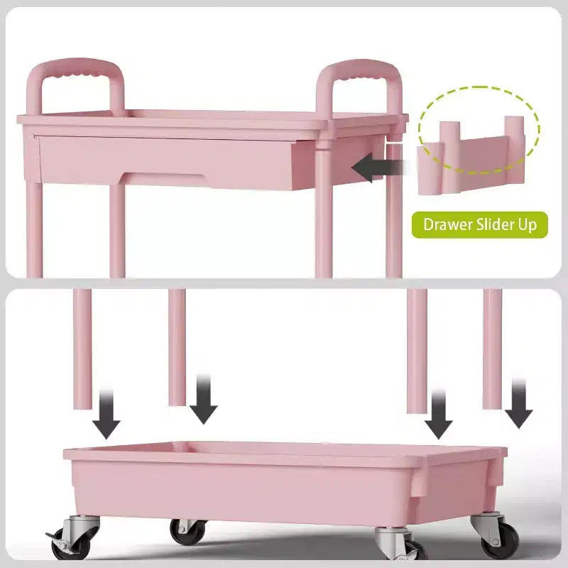 Chariot de rangement roulant à 5 niveaux avec tiroir – Noir/Gris/Vert/Rose/Blanc, 150 kg, un seul utilisateur