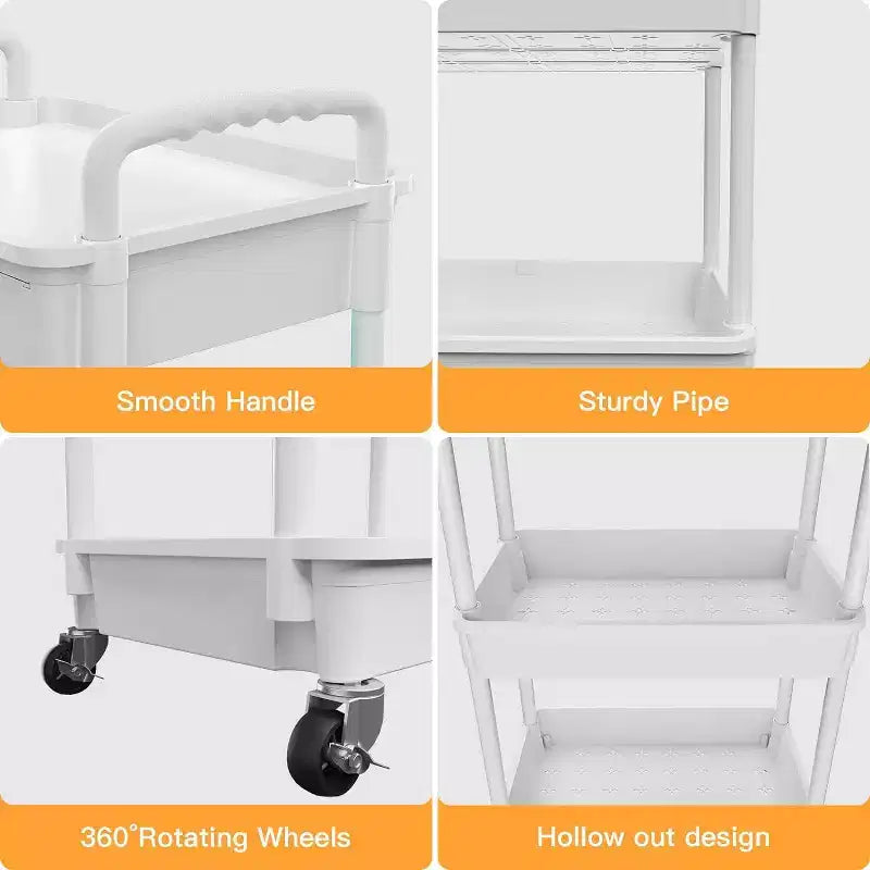 Chariot de rangement roulant à 5 niveaux avec tiroir – Noir/Gris/Vert/Rose/Blanc, 150 kg, un seul utilisateur