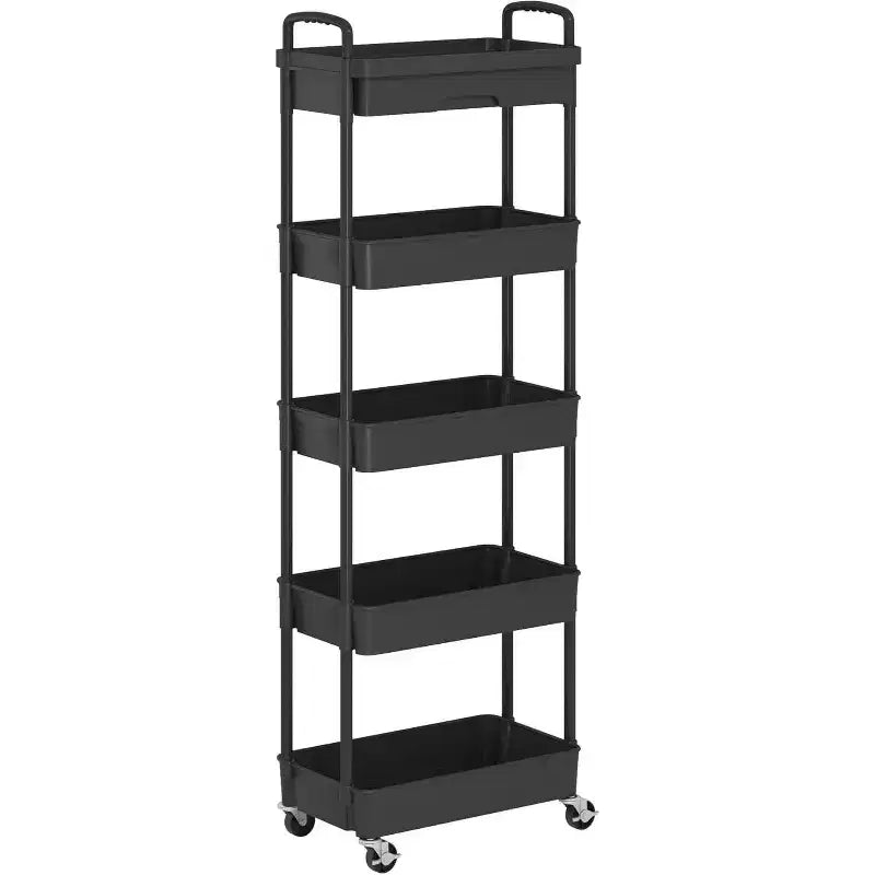 Chariot de rangement roulant à 5 niveaux avec tiroir – Noir/Gris/Vert/Rose/Blanc, 150 kg, un seul utilisateur