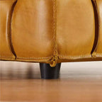 Pouffe carré en cuir véritable noir / cognac / marron jaune, individuel