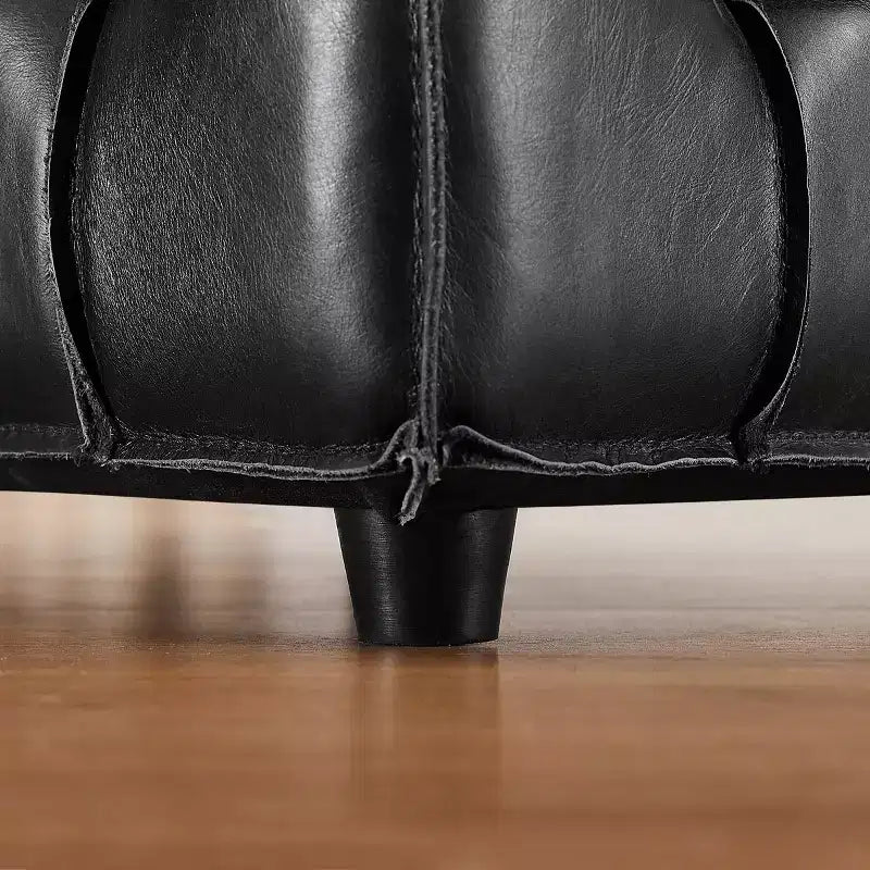 Pouffe carré en cuir véritable noir / cognac / marron jaune, individuel