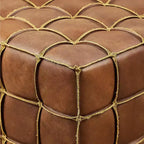 Pouffe carré en cuir véritable noir / cognac / marron jaune, individuel