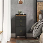 Meuble de rangement rétro noir sous le bureau avec 2 tiroirs en tissu et roulettes verrouillables, 1 utilisateur