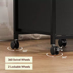 Meuble de rangement rétro noir sous le bureau avec 2 tiroirs en tissu et roulettes verrouillables, 1 utilisateur