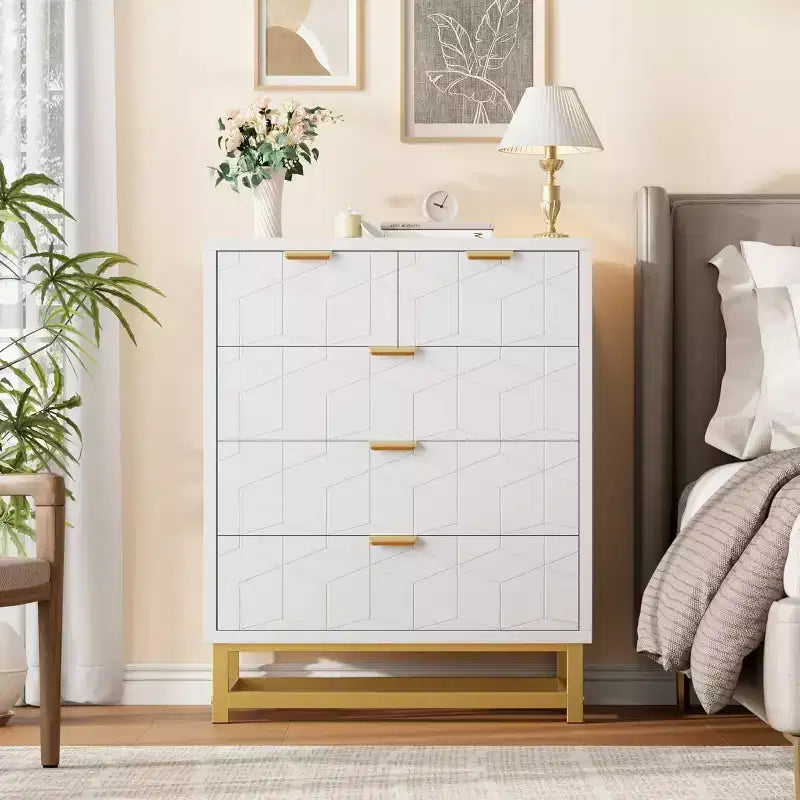Commode 5/6 tiroirs blanc/noir pour 1 personne