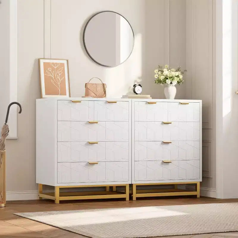 Commode 5/6 tiroirs blanc/noir pour 1 personne
