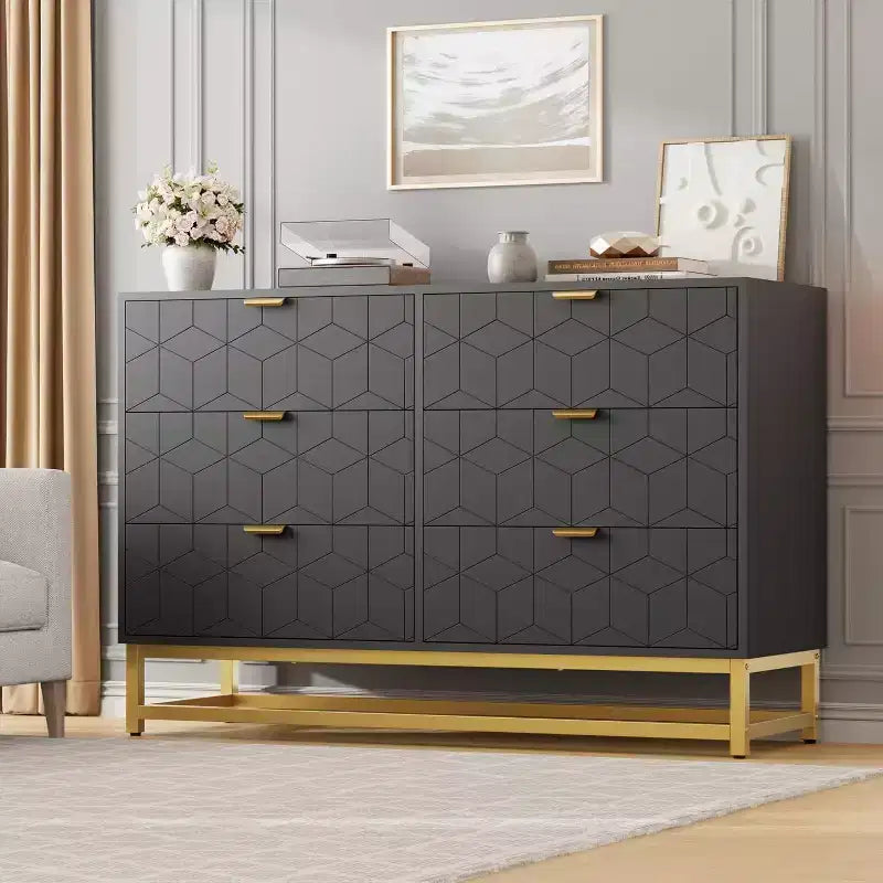 Commode 5/6 tiroirs blanc/noir pour 1 personne