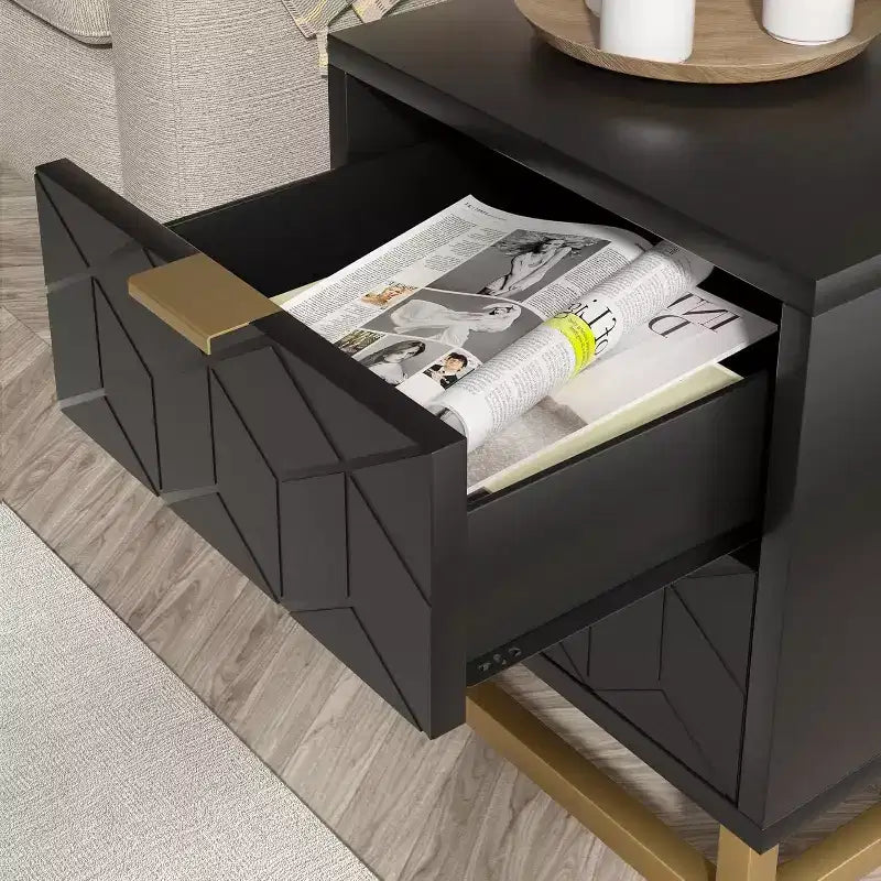 Commode 5/6 tiroirs blanc/noir pour 1 personne