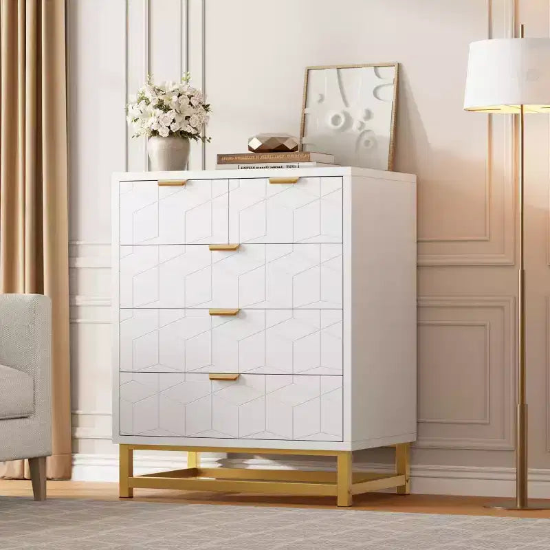 Commode 5/6 tiroirs blanc/noir pour 1 personne
