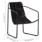 Fauteuil 1 place en cuir véritable noir avec accent de sangle et cadre en fer