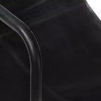 Fauteuil 1 place en cuir véritable noir avec accent de sangle et cadre en fer
