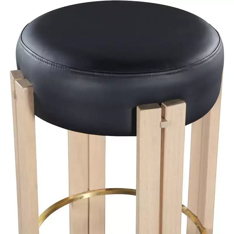 Tabouret de comptoir rond en similicuir noir, 1 place