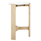 Table d'appoint hexagonale en marbre blanc et bois beige, 1 pièce