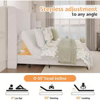 Cadre de lit double blanc réglable avec tête de lit rembourrée de 127 cm, pour 1 personne