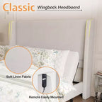 Cadre de lit double blanc réglable avec tête de lit rembourrée de 127 cm, pour 1 personne