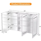 Armoire de toilette à pharmacie murale à LED de 60" x 36" à 3 portes, simple