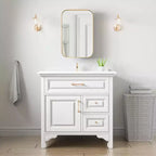 Armoire de toilette rectangulaire dorée avec miroir, simple, 3 étagères