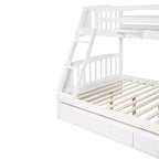 Lit superposé espresso, double sur intégral, avec escalier de rangement et tiroirs, 2 couchages