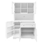 Armoire de rangement blanche avec portes et tiroir, 5 portes