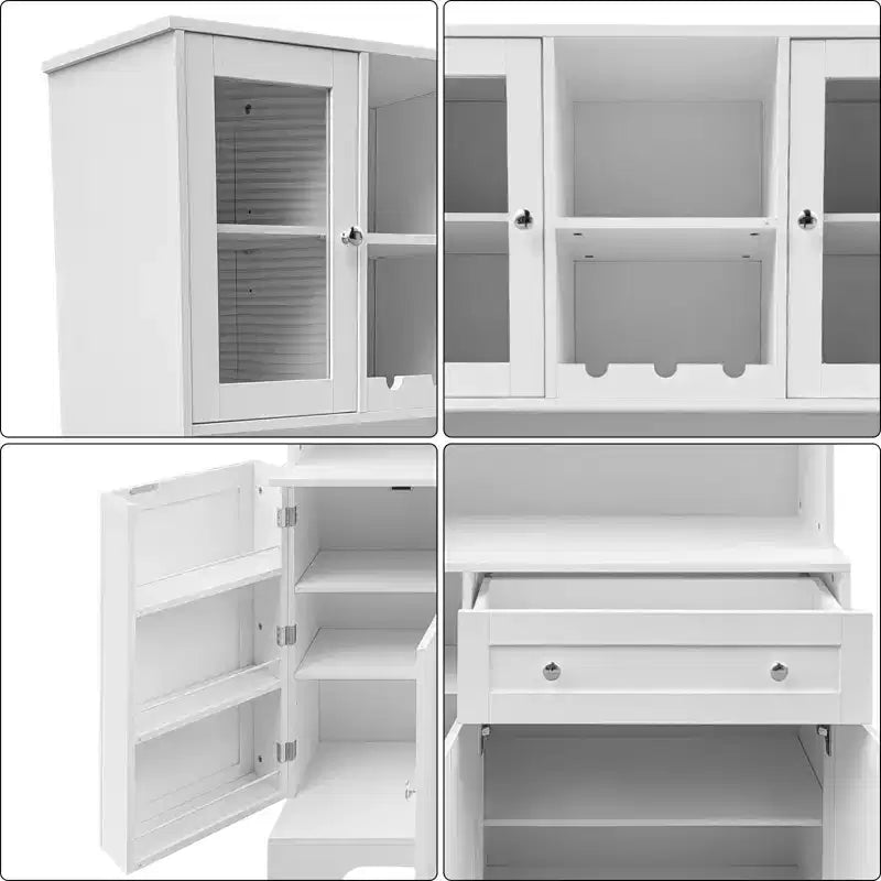 Armoire de rangement blanche avec portes et tiroir, 5 portes