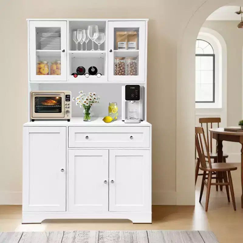 Armoire de rangement blanche avec portes et tiroir, 5 portes