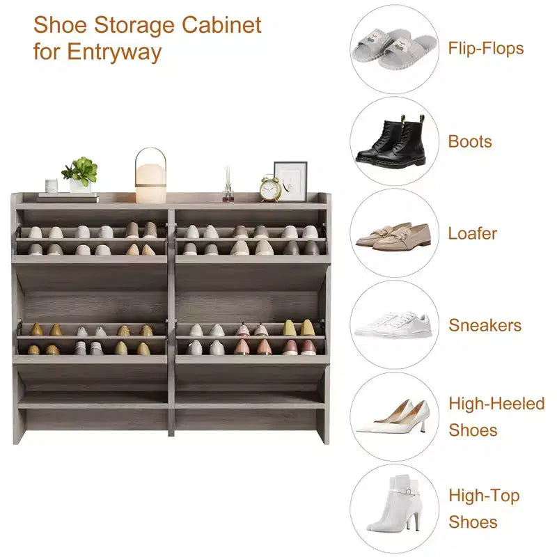 Meuble à chaussures à abattant horizontal noir/gris – 24 paires