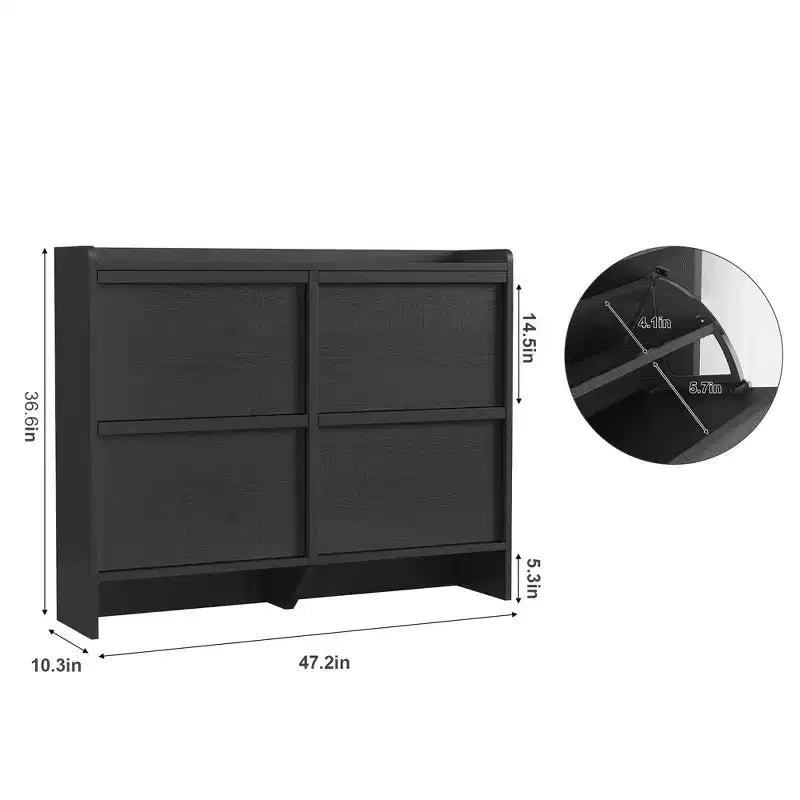 Meuble à chaussures à abattant horizontal noir/gris – 24 paires