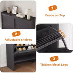 Meuble à chaussures à abattant horizontal noir/gris – 24 paires