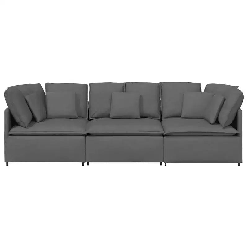 Canapé modulable en tissu gris foncé, 3 places