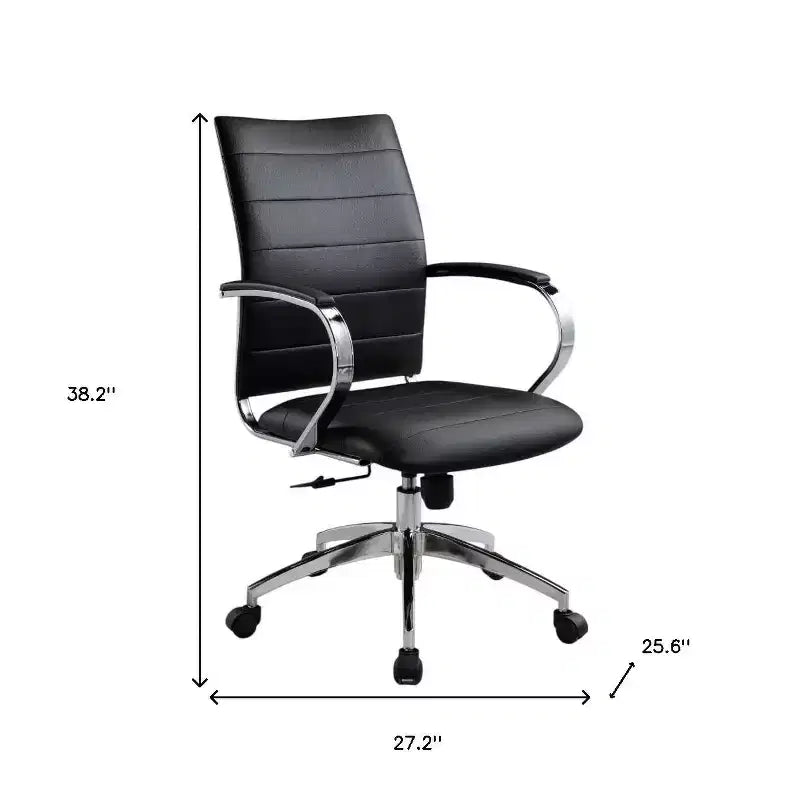 Chaise de bureau pivotante noire et argentée, 1 place, accoudoirs fixes, roulettes