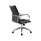 Chaise de bureau pivotante noire et argentée, 1 place, accoudoirs fixes, roulettes