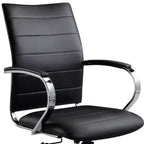 Chaise de bureau pivotante noire et argentée, 1 place, accoudoirs fixes, roulettes