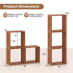 Organisateur de rangement empilable 3 cubes en teck, 1/2 pièces
