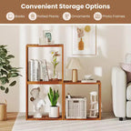 Organisateur de rangement empilable 3 cubes en teck, 1/2 pièces