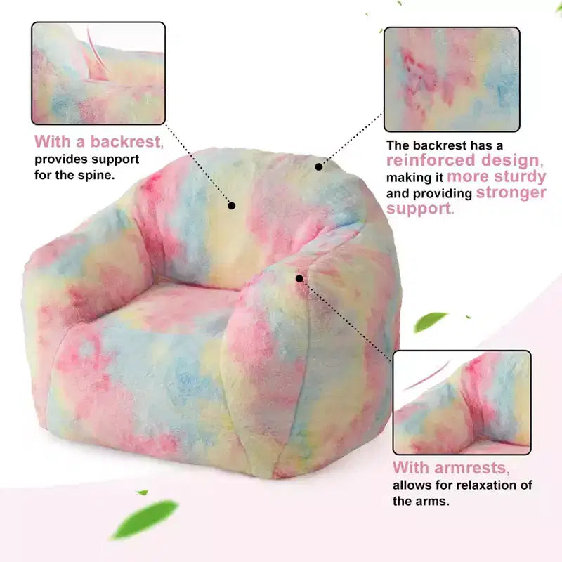 Fauteuil poire en fausse fourrure rose, une place