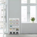 Meuble à chaussures autoportant blanc à 5 niveaux, peut contenir 15 paires