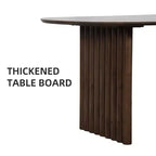 Table de salle à manger ovale en bois massif brun, jusqu'à 8 places assises