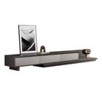Meuble TV extensible gris avec 3 tiroirs, 199,9 à 360 cm de large