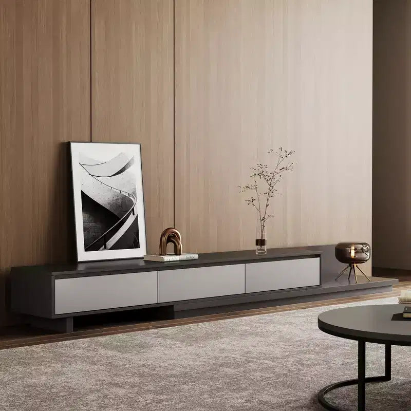 Luck Live Mid-Century Modern78.7 Expandable TV stand, With a maximum width of 141.7, With 3 Storage Drawers