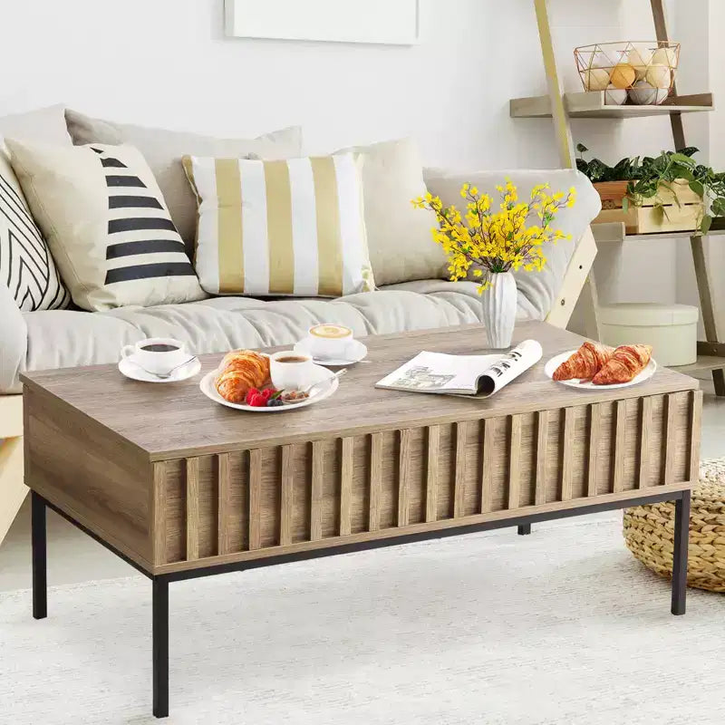 Table basse relevable marron, 109 cm, 1 personne