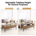 Table basse relevable marron, 109 cm, 1 personne